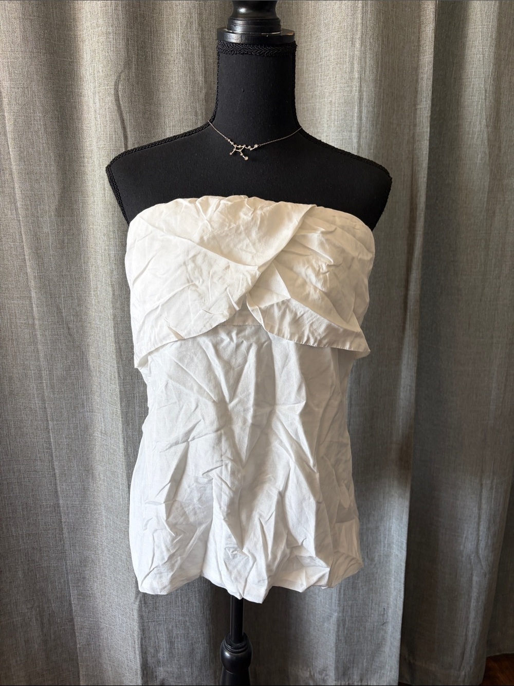 J. Crew Cream Strapless Top with Ruffle Trim
